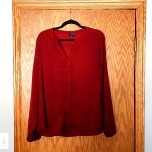 The Limited long sleeve women's blouse, long sleeve burgundy size xl tall